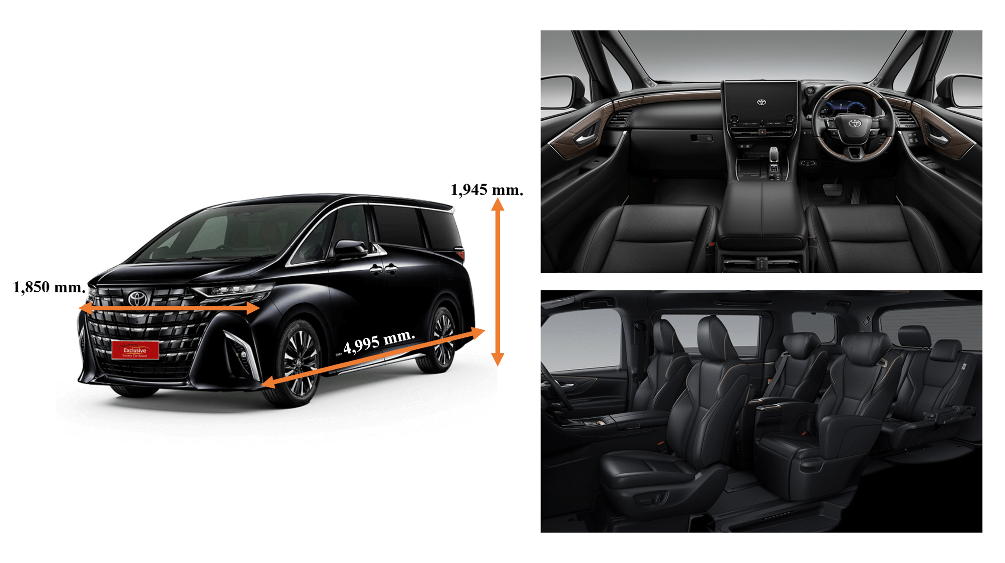 Specifications and interior of Alphard rental in Don Mueang